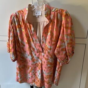 Women's Vibrant Orange and Gold Blouse